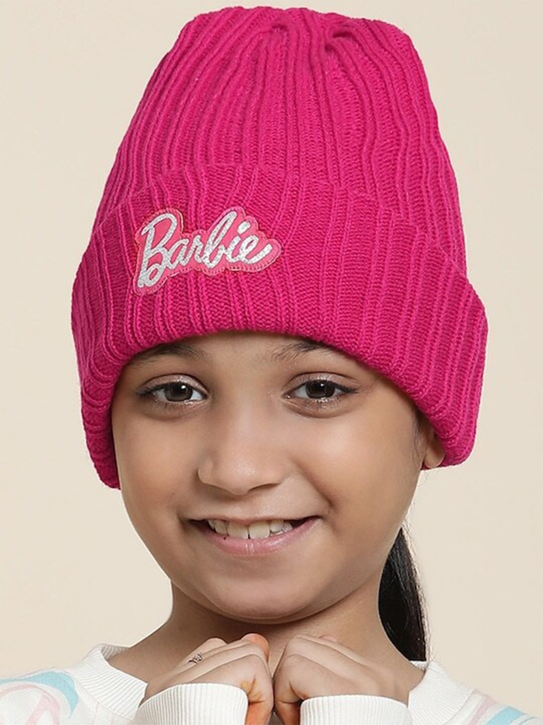 

Kids Ville Girls Barbie Printed Acrylic Beanie, Pink