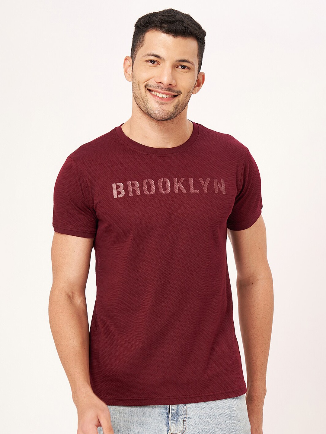 

ZU Typography Printed Pure Cotton T-shirt, Maroon
