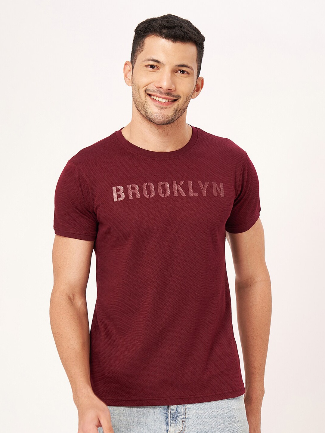 

ZU Typography Printed Pure Cotton T-shirt, Maroon