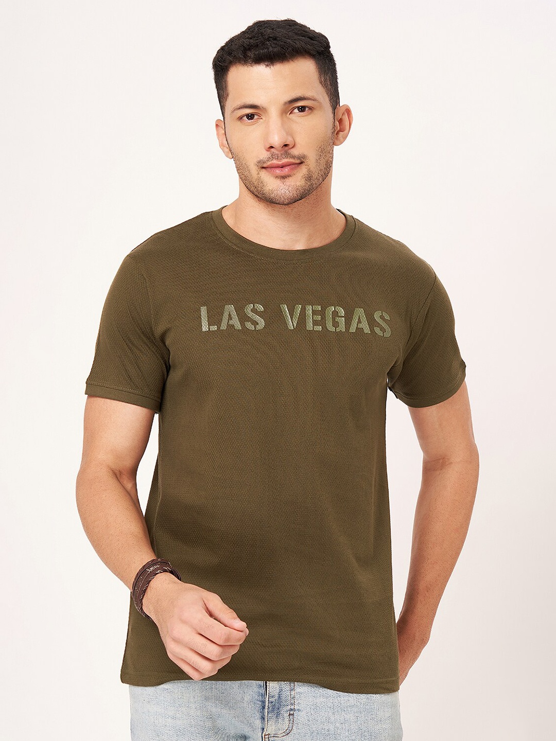 ZU Typography Printed Pure Cotton T-shirt, Olive
