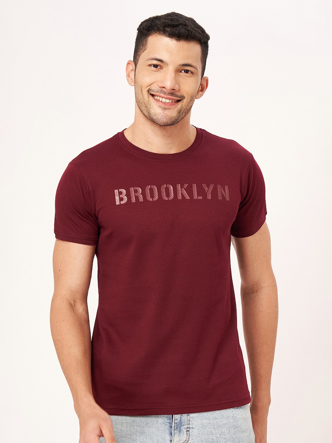 

ZU Typography Printed Pure Cotton T-shirt, Maroon
