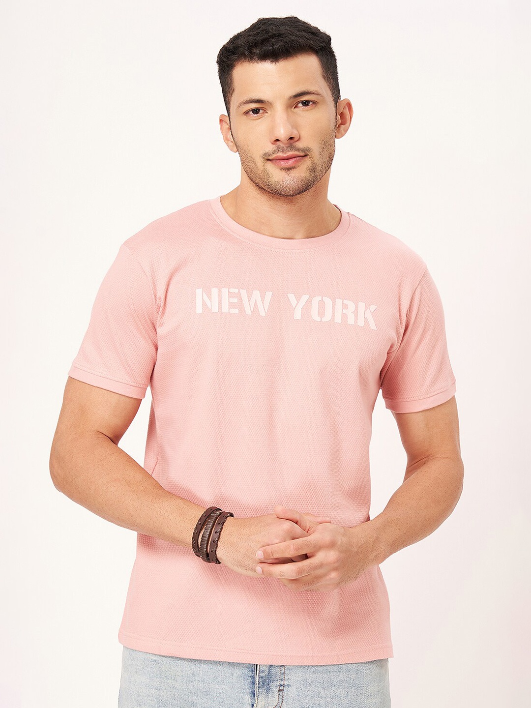 ZU Typography Printed Pure Cotton T-shirt, Pink