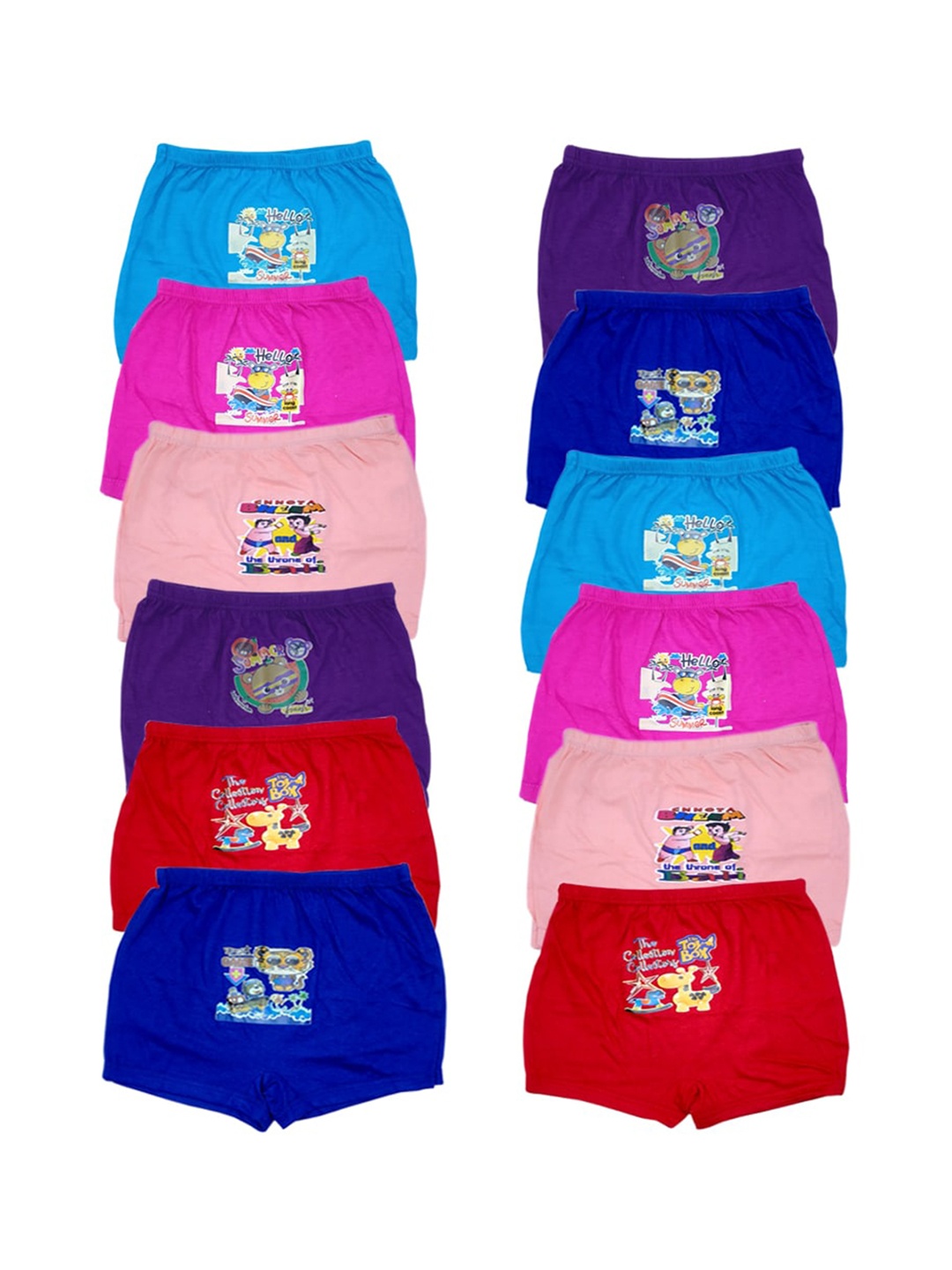 

BAESD Kids Pack Of 12 Printed Pure Cotton Basic Briefs- 59_DRA_PO-12, Blue