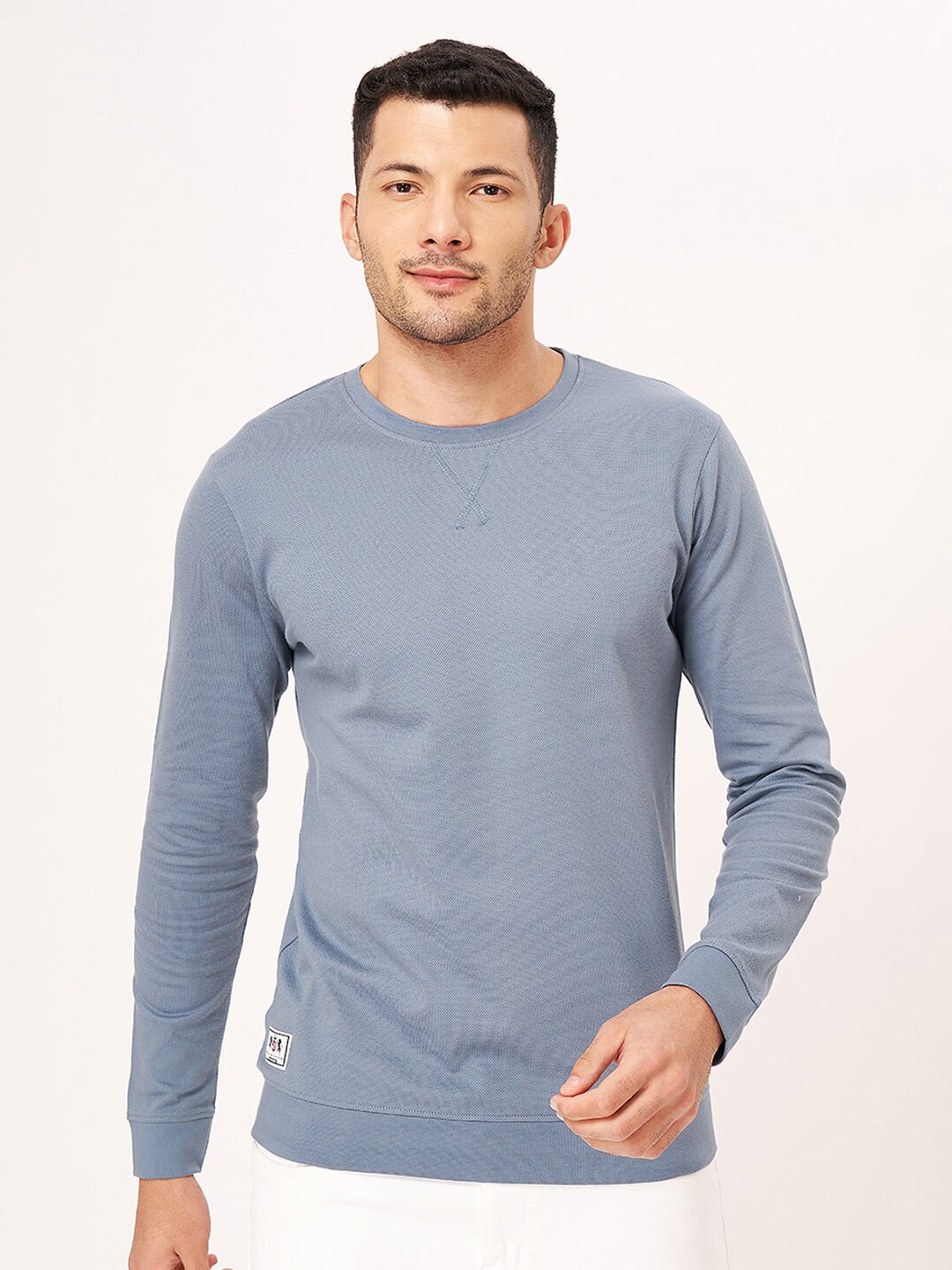 

ZU Long Sleeves Pure Cotton T-shirt, Blue