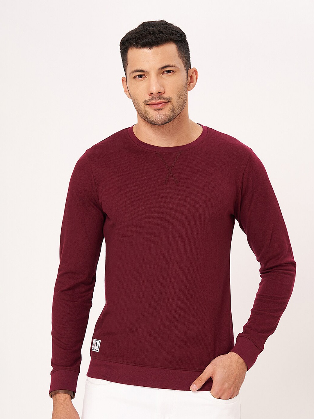 

ZU Long Sleeves Pure Cotton T-shirt, Maroon