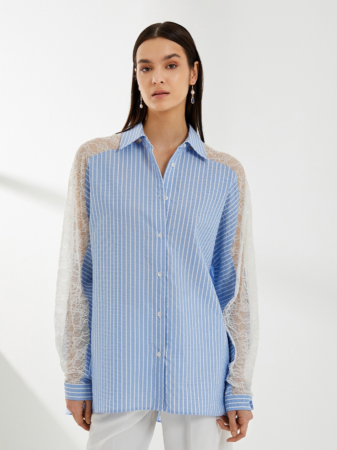 

Koton Vertical Striped Casual Shirt, Blue