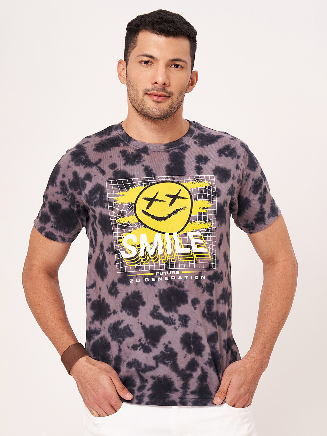

ZU Tie and Dye Pure Cotton T-shirt, Black