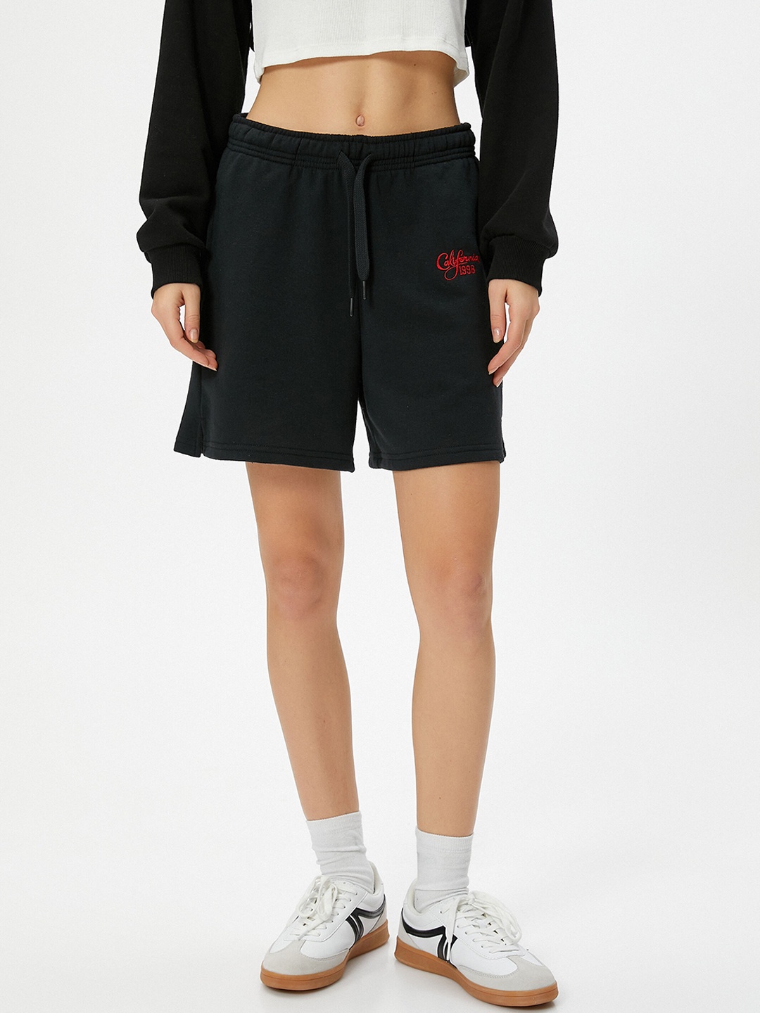 

Koton Women Regular Fit Mid Rise Shorts, Black