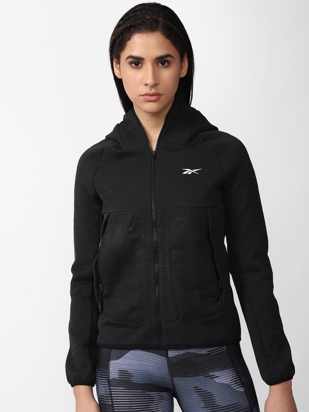 

Reebok TW DP WVN Perf Hooded Zip-Up sporty Jacket, Black