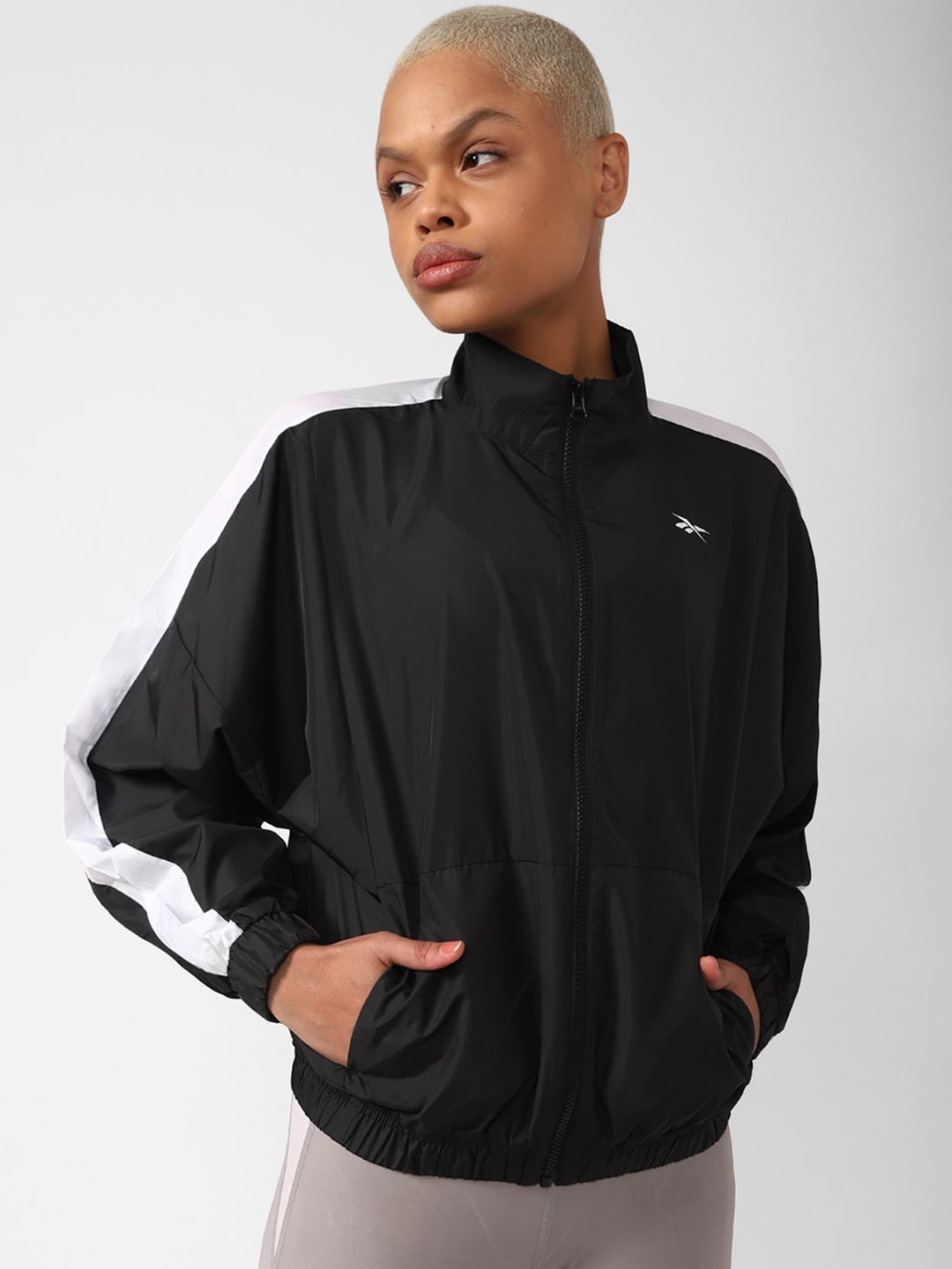 

Reebok Training Essentials Linear Logo Printed Sporty Jacket, Black