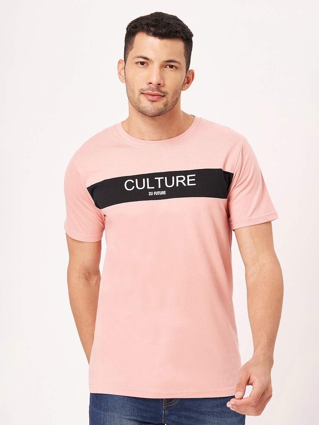 

ZU Typography Printed Pure Cotton T-shirt, Pink