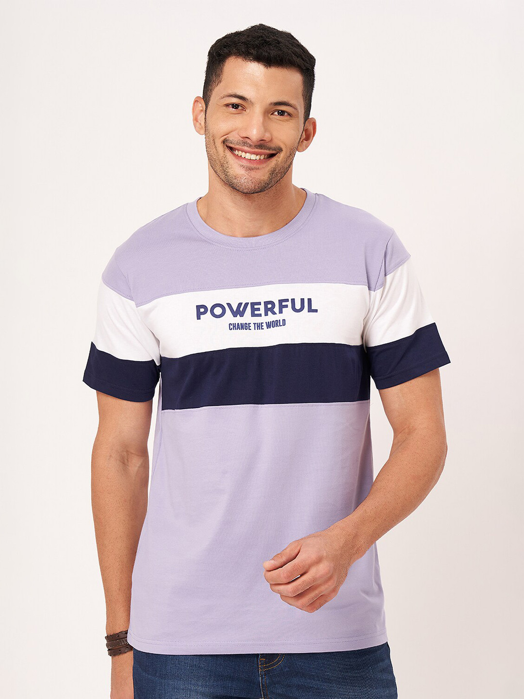 

ZU Colourblocked Pure Cotton T-shirt, Lavender