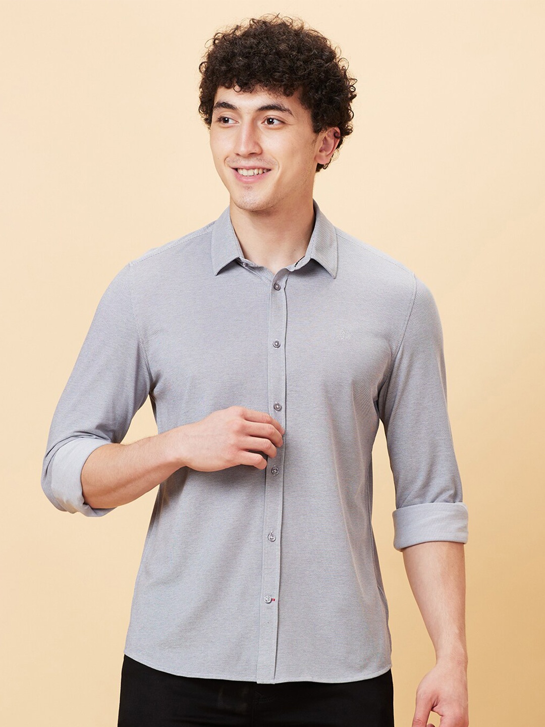 

Being Human Spread Collar Slim Fit Casual Shirt, Grey