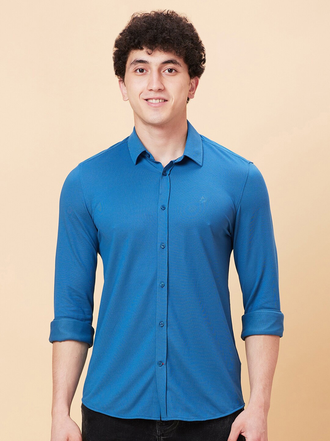 

Being Human Spread Collar Slim Fit Casual Shirt, Blue