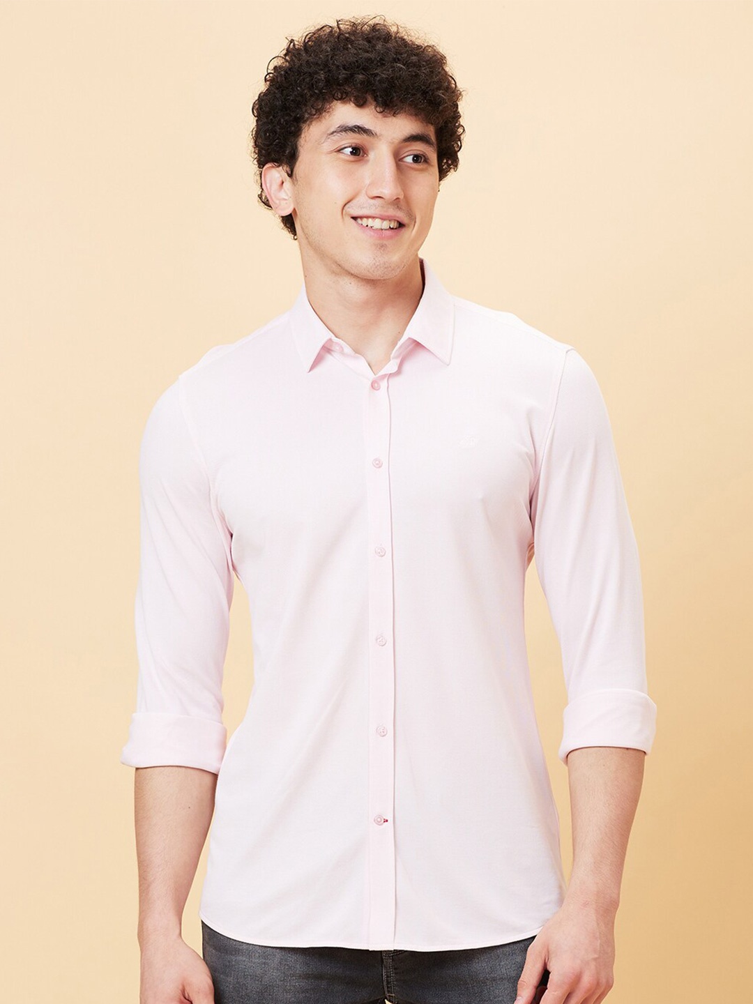 

Being Human Spread Collar Slim Fit Casual Shirt, Pink