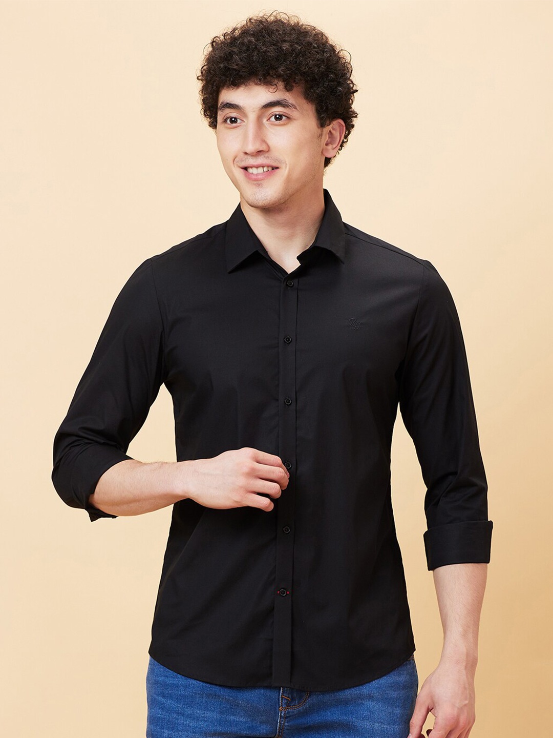 

Being Human Spread Collar Slim Fit Casual Shirt, Black