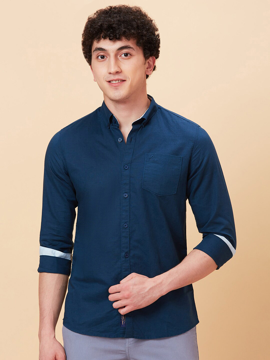 

Being Human Spread Collar Slim Fit Casual Shirt, Teal
