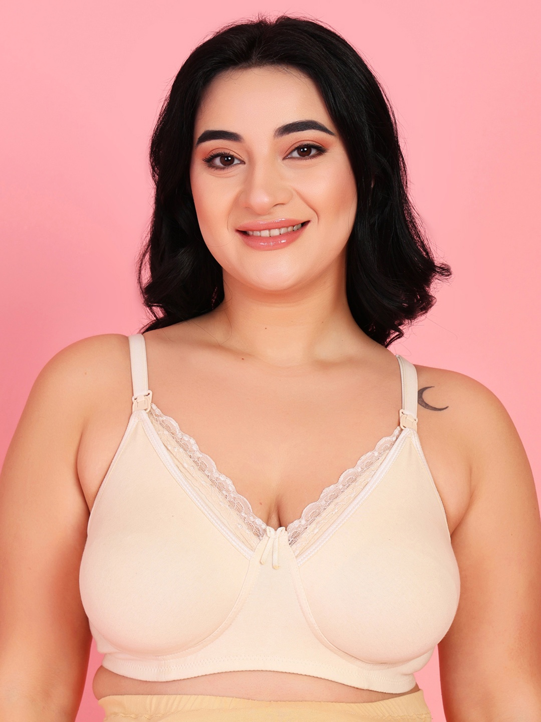 

MAMMA PRESTO Maternity Anti Microbial Medium Coverage Cotton Bra, Beige