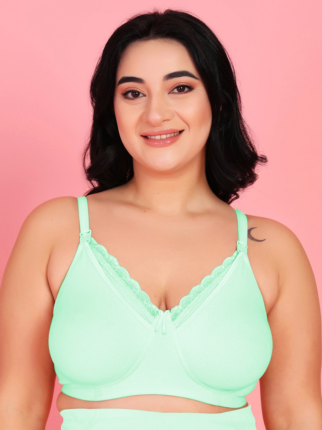 

MAMMA PRESTO Maternity Anti Microbial Medium Coverage Cotton Bra, Sea green