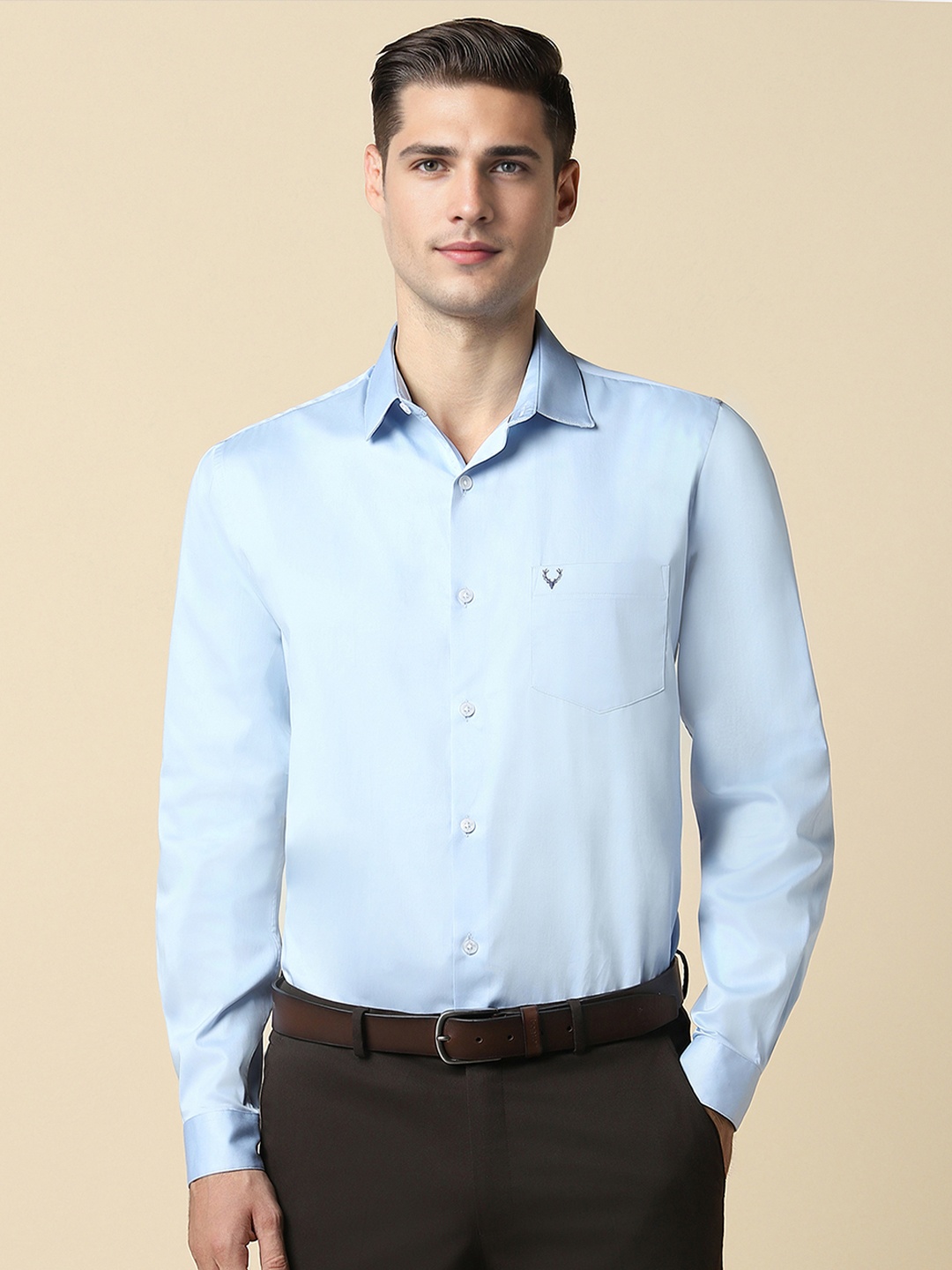 

Allen Solly Men Slim Fit Opaque Formal Shirt, Blue