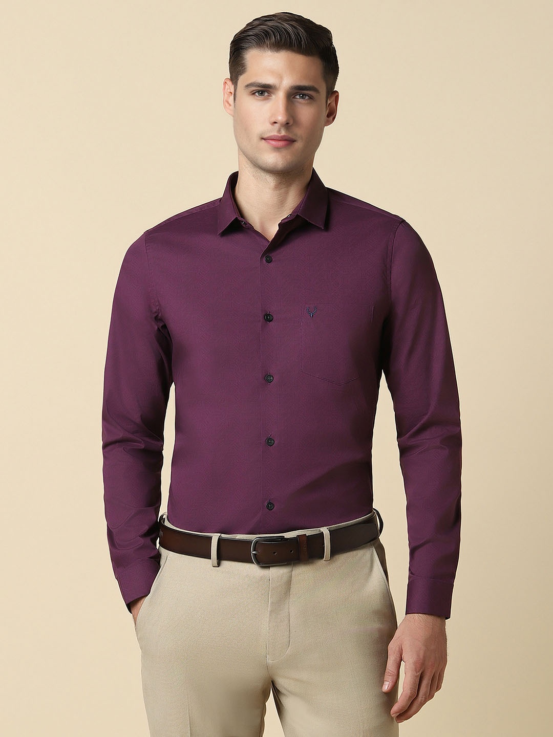 

Allen Solly Men Slim Fit Opaque Formal Shirt, Purple