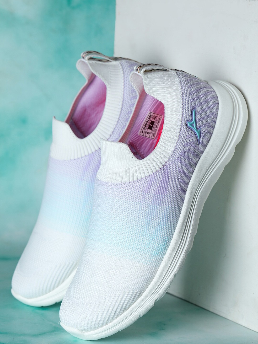 

ABROS Women Textured Slip-On Running Shoes, Off white