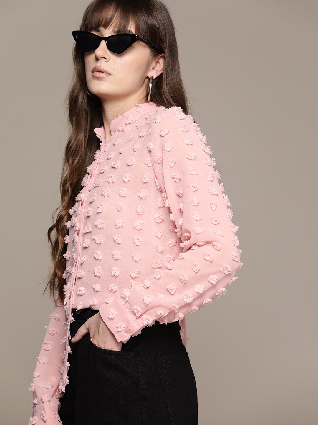 

Roadster Self Design Casual Shirt, Pink