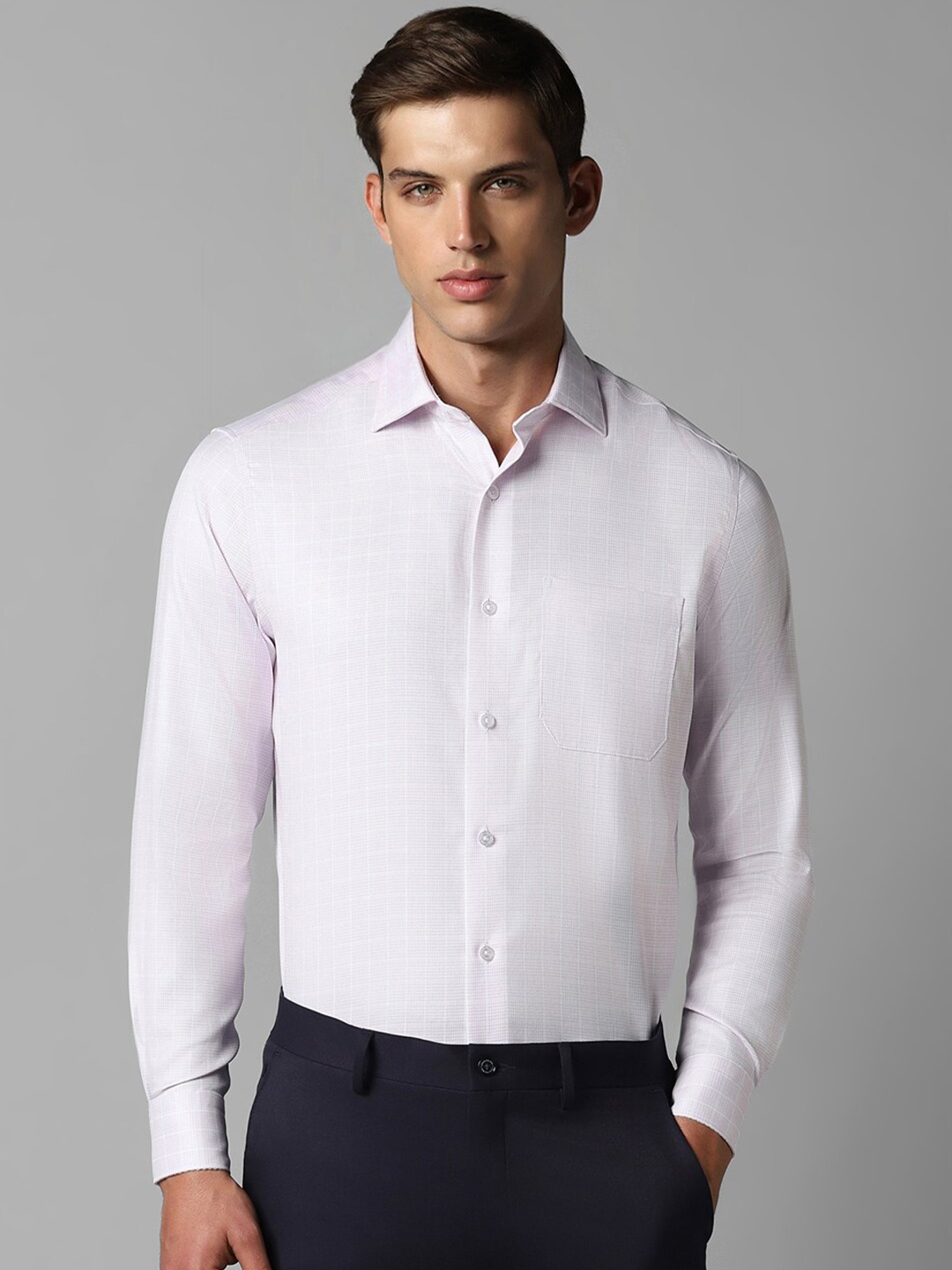 

Louis Philippe Checked Pure Cotton Formal Shirt, White