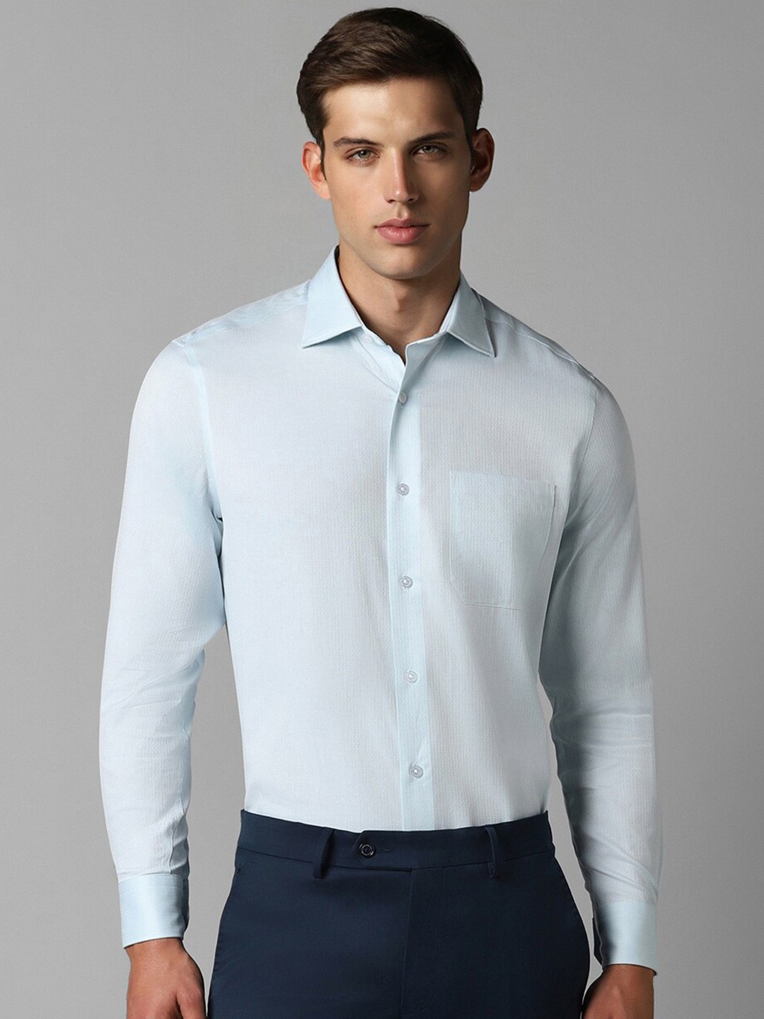 

Louis Philippe Self Design Pure Cotton Formal Shirt, Blue