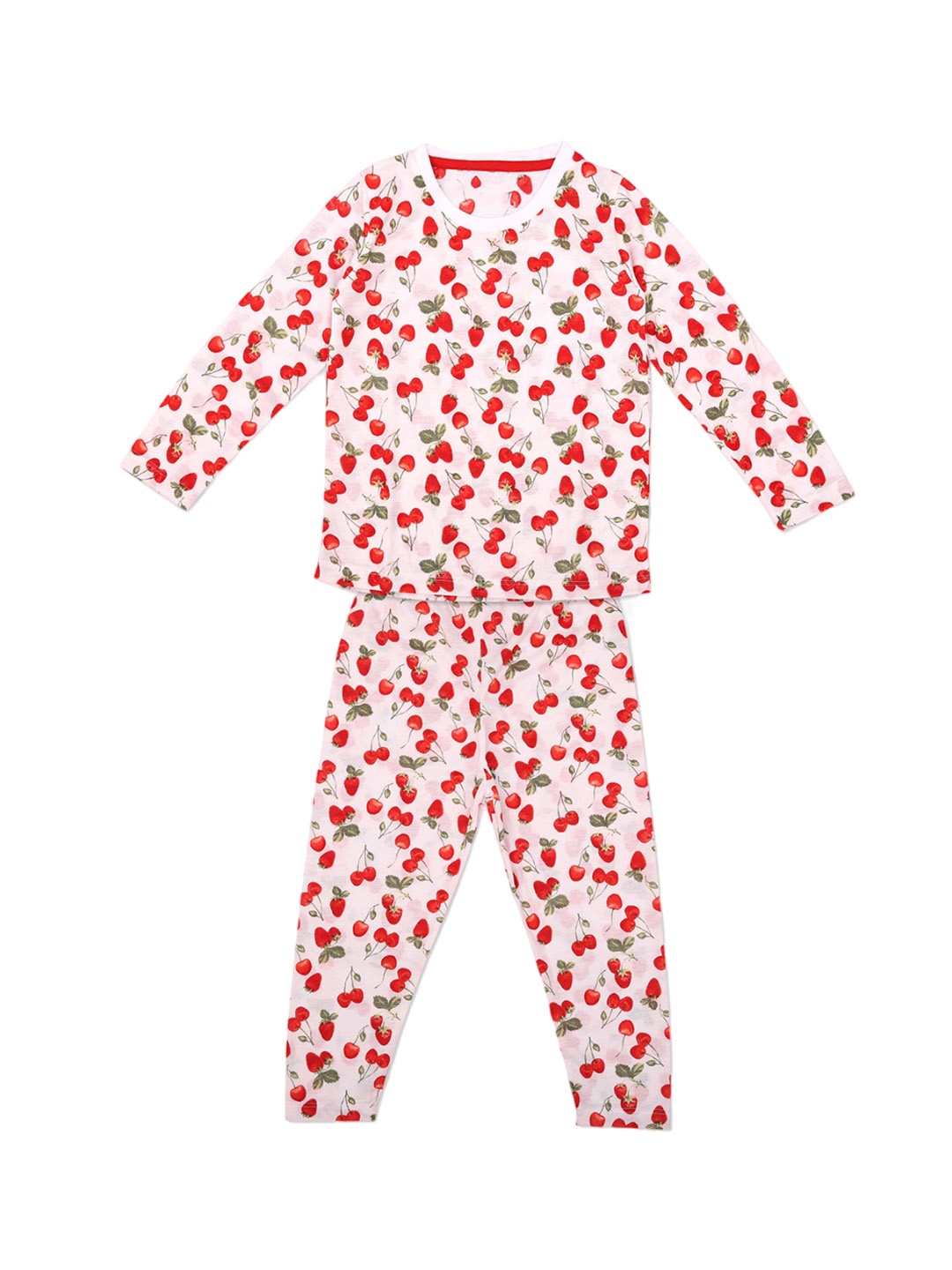 

HERE&NOW Girls Floral Printed Night suit, White