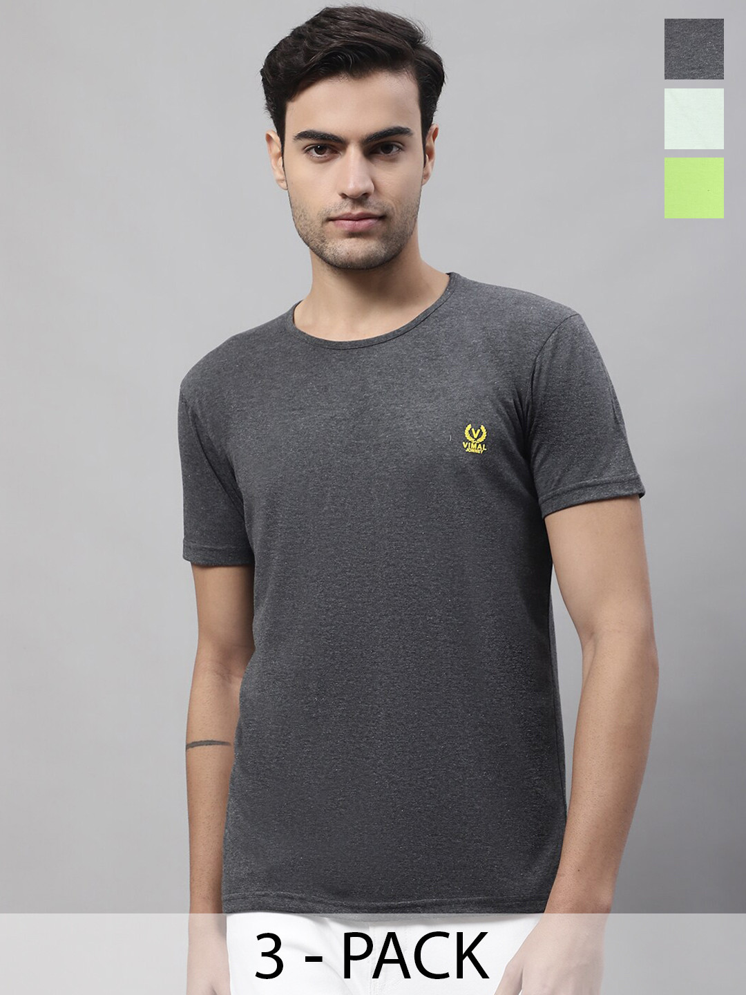 

MACK JONNEY Pack Of 3 Short Sleeves Cotton Tshirts, Green