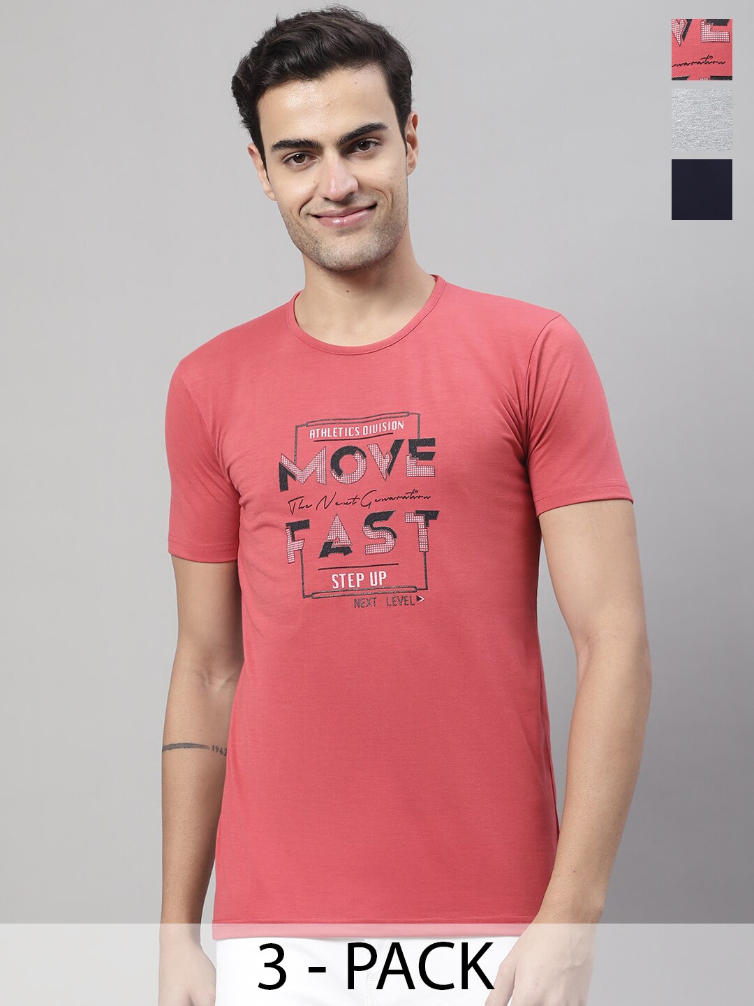 

MACK JONNEY Pack Of 3 Short Sleeves Cotton Tshirts, Pink