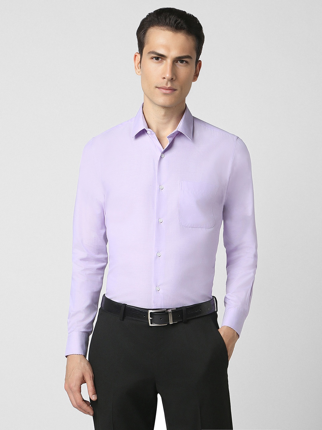 

Peter England Men Slim Fit Opaque Formal Shirt, Purple