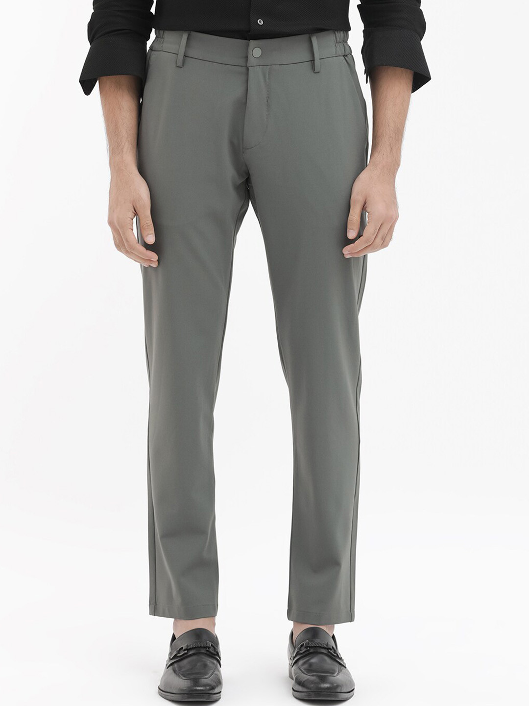 

RARE RABBIT Travel-24 Mid Rise Formal Trouser, Green