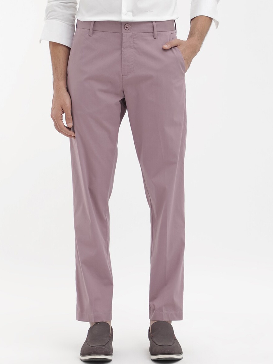 

RARE RABBIT Men Mid-Rise Cotton Trousers, Pink