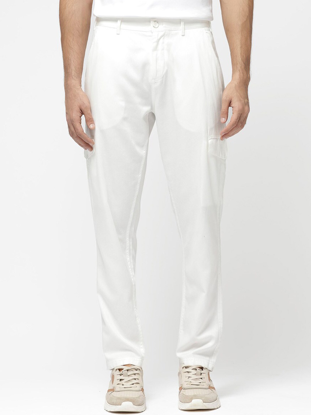 

RARE RABBIT Curon Regular Fit Mid-Rise Cotton Trouser, Off white