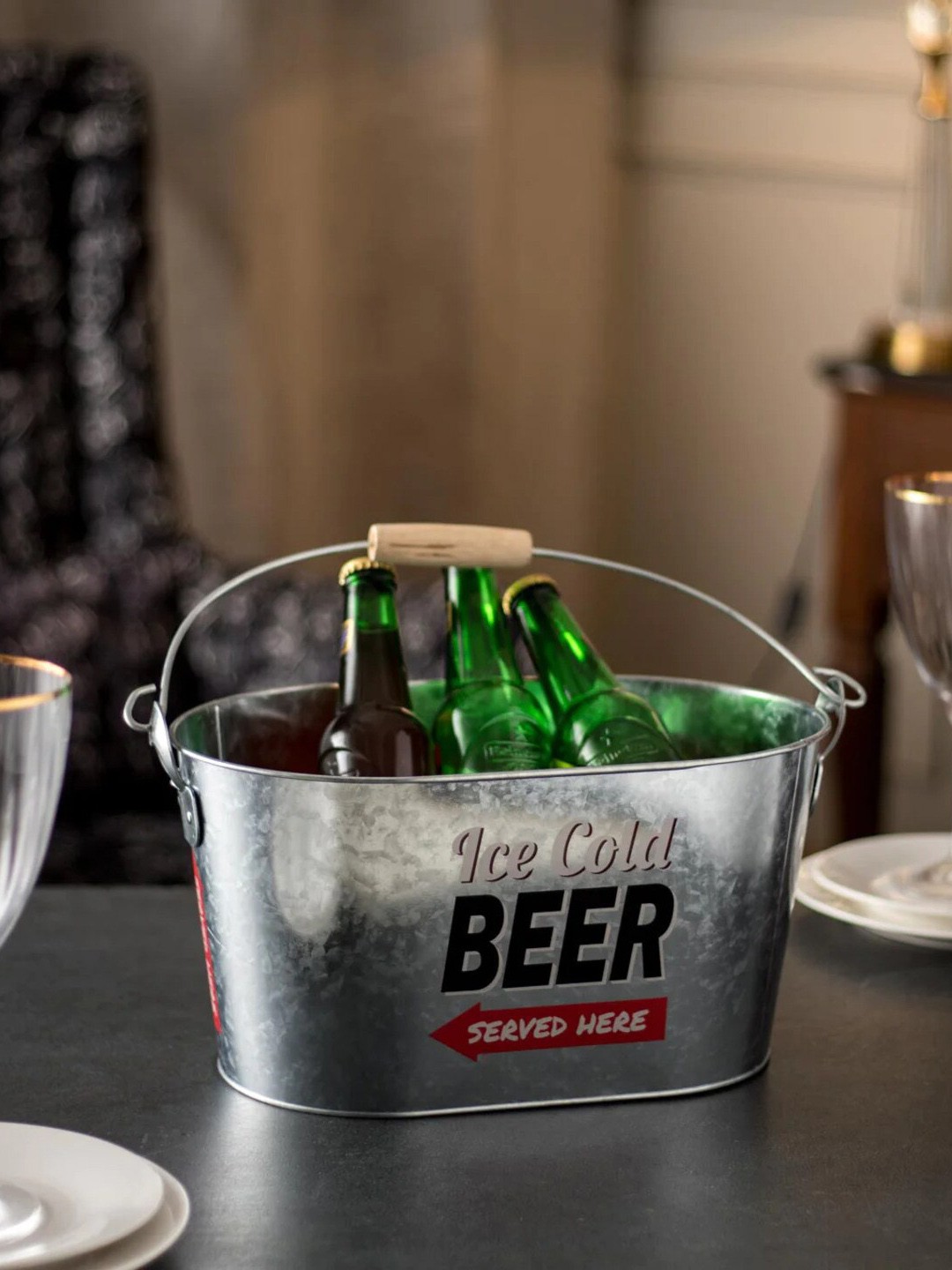 

THEDECORKART Silver-Toned Steel Ice Buckets Tub