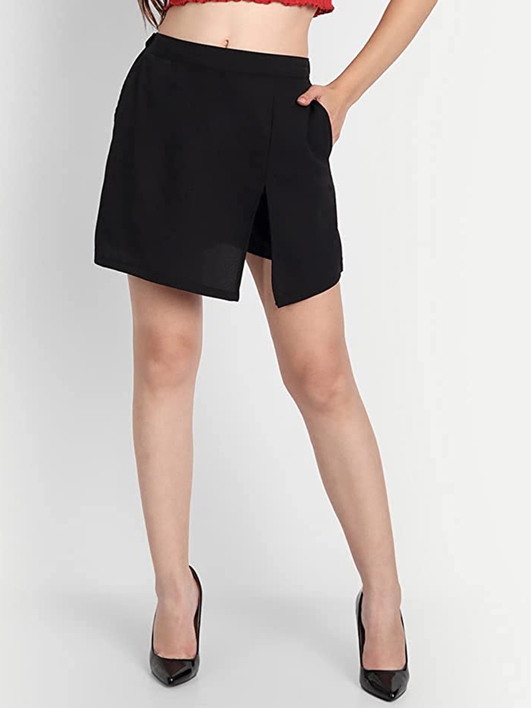 

BELAVINE High-Rise Skort Shorts, Black