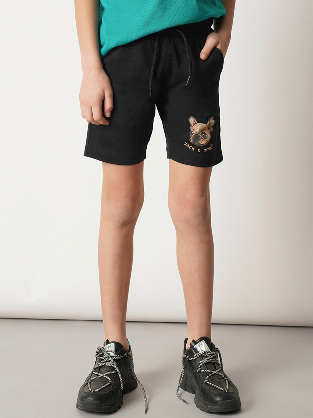 

Jack & Jones Junior Boys Graphic Printed Pure Cotton Shorts, Black