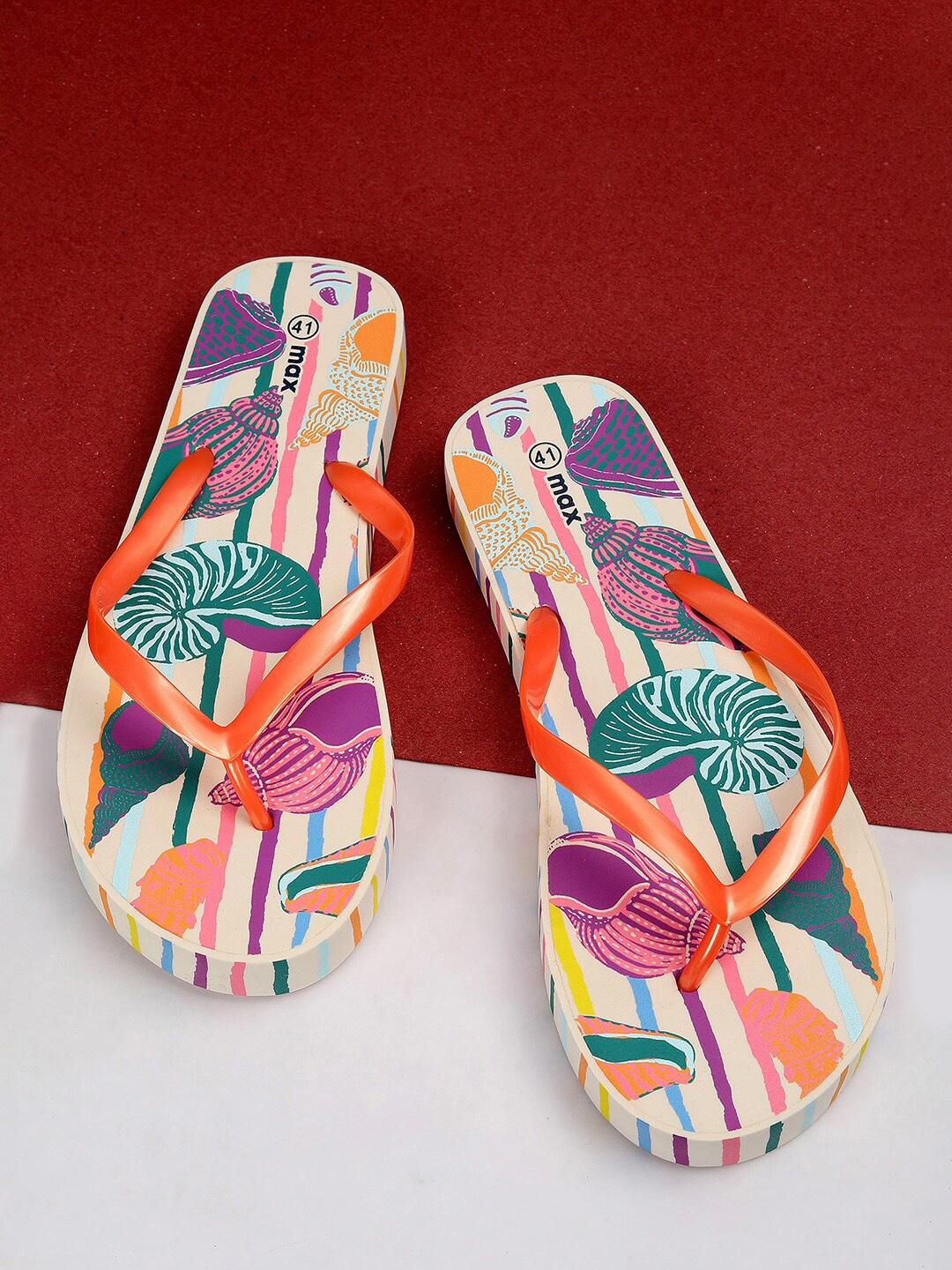 

max Women Printed Thong Flip-Flops, Orange