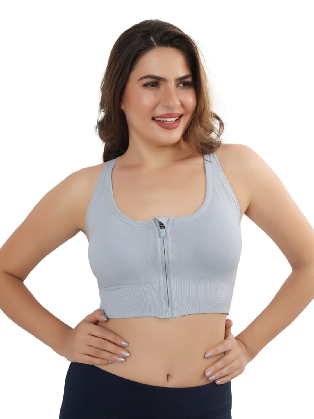 

FABLUK Plus Size Full Coverage Removable Padding Rapid Dry Sports Bra - All Day Comfort, Blue