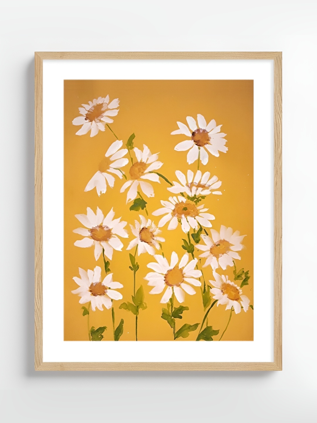 

COLOSSAL ART HOUSE Orange and White Floral Printed Wooden Wall Painting