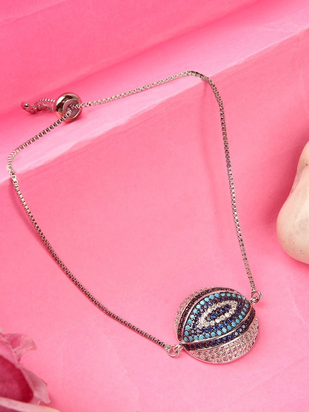 

DressBerry Silver-Plated Stone Studded Wraparound Bracelet