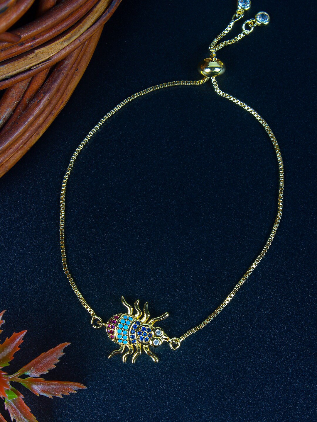 

DressBerry Blue Women Brass Enamelled Gold-Plated Charm Bracelet