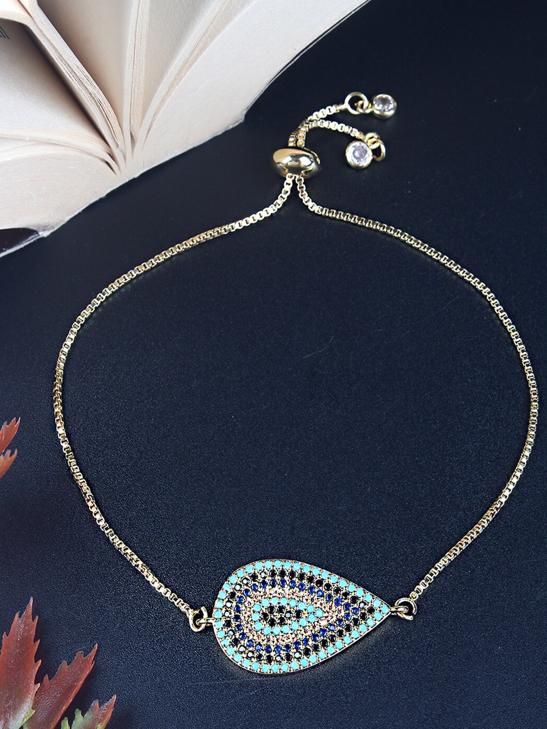 

DressBerry Gold-Plated Stone Studded Charm Bracelet