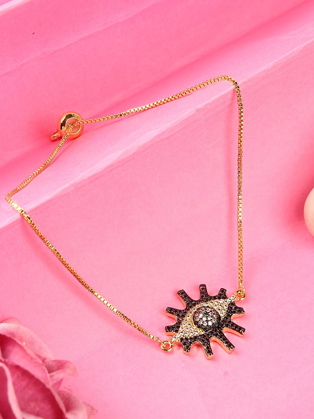 

DressBerry Gold-Plated Stone Studded Brass Charm Bracelet