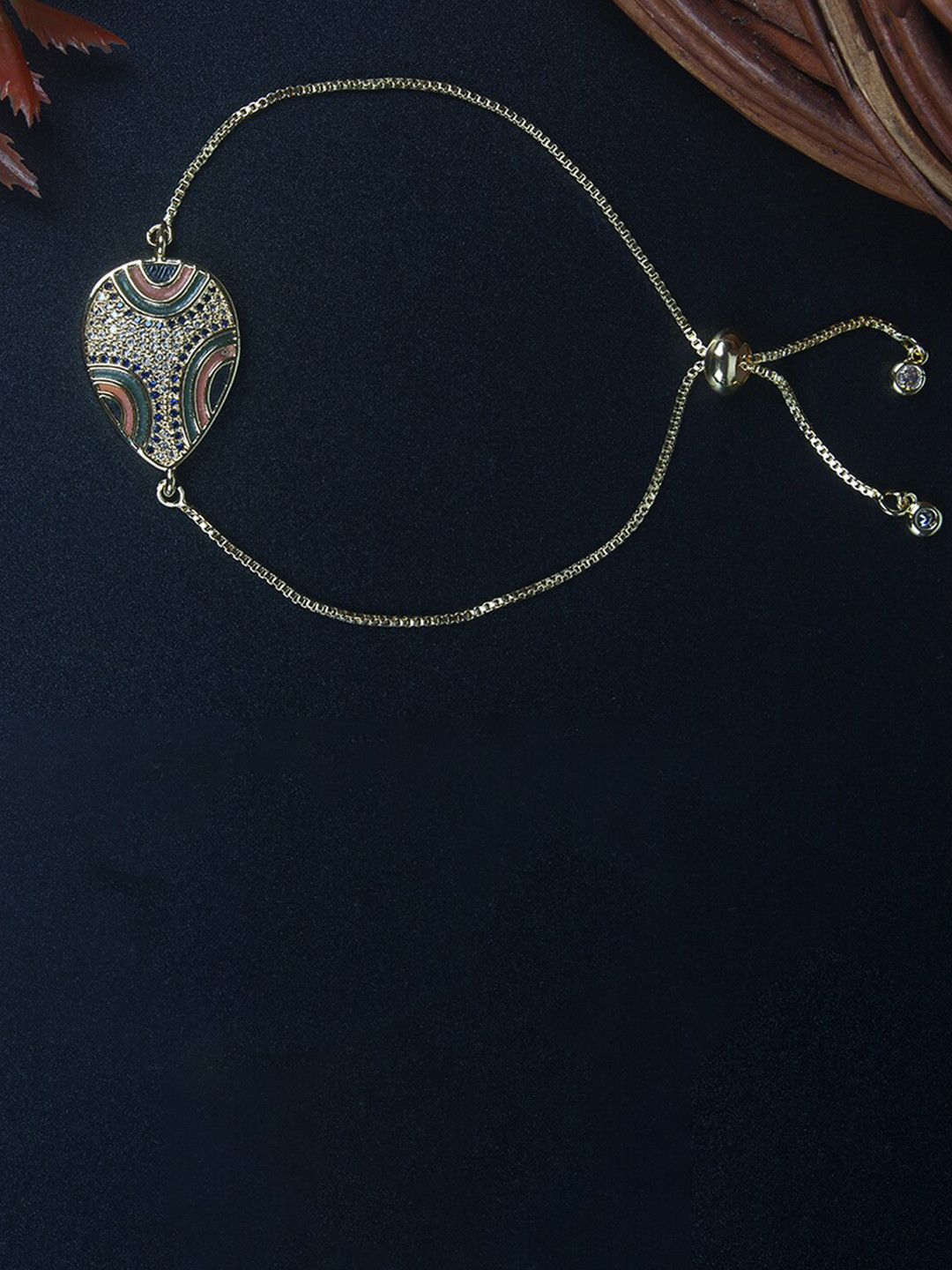 

DressBerry Green Gold-Plated Stone Studded Wraparound Bracelet