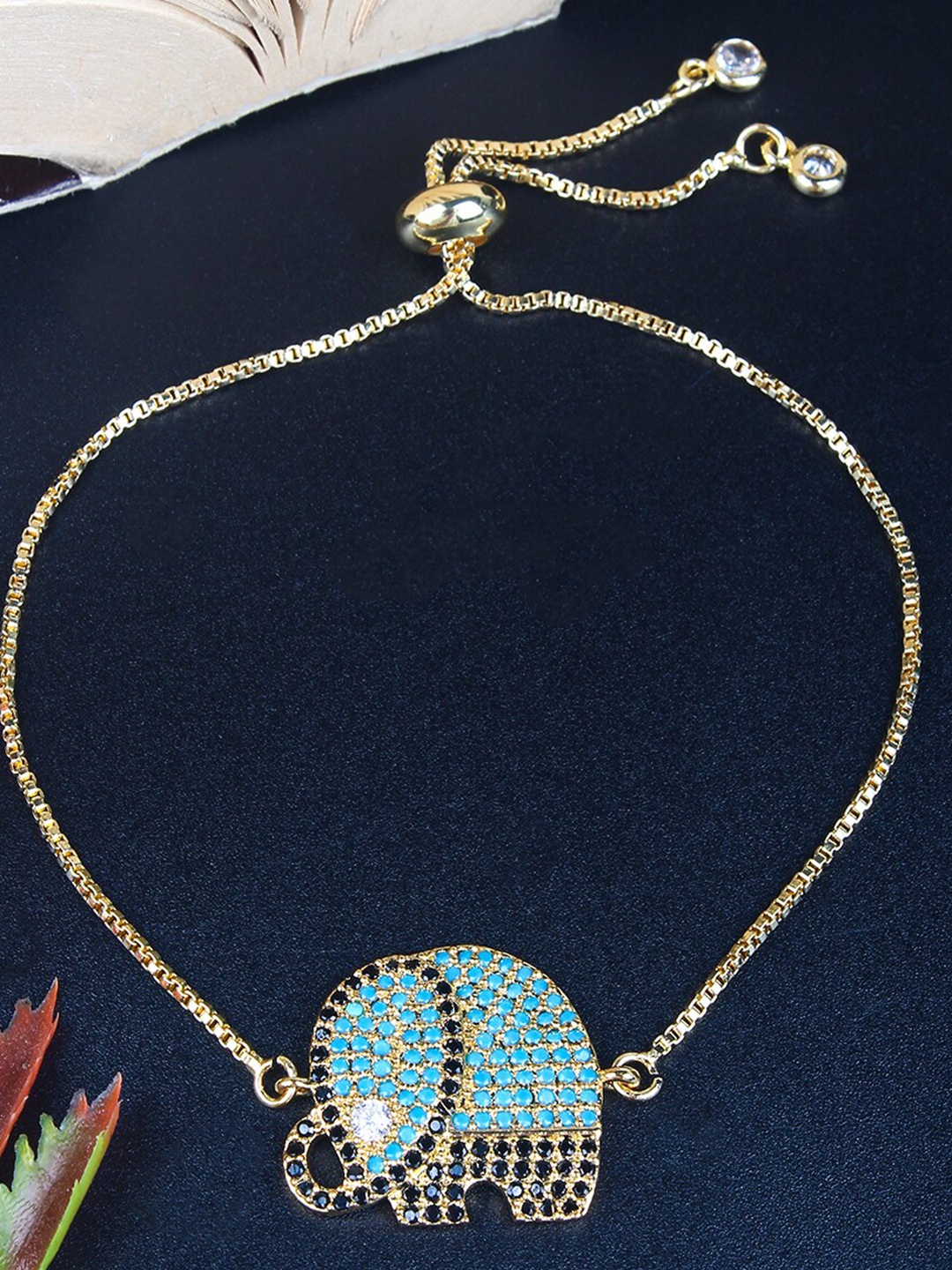 

DressBerry Blue Gold-Plated Stone Studded Wraparound Bracelet