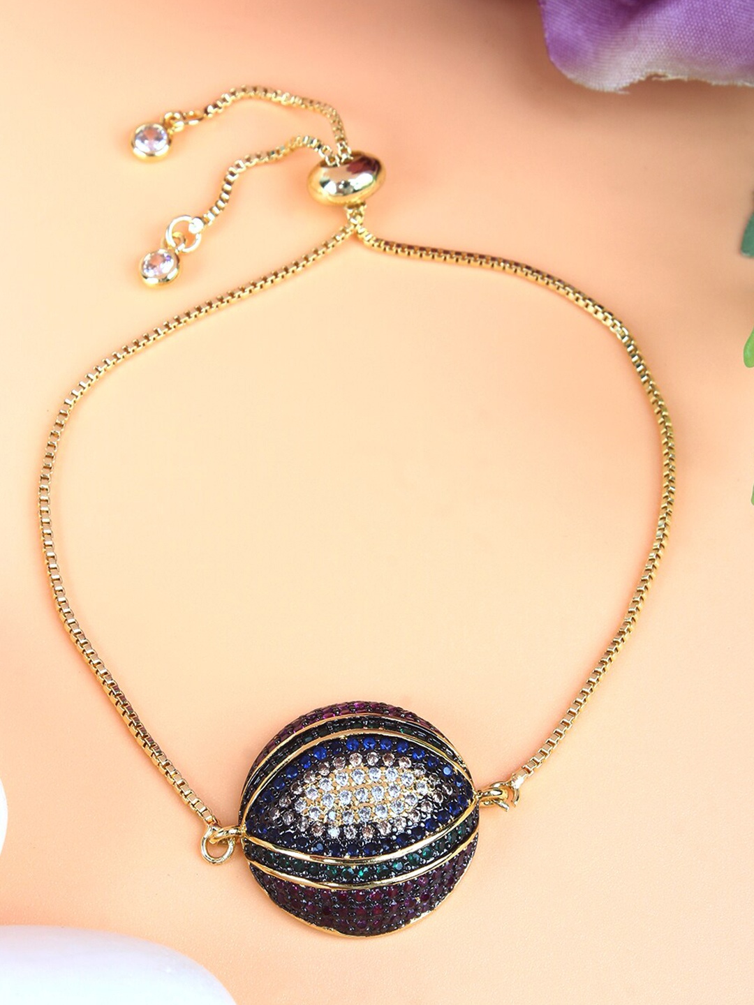 

DressBerry Gold-Plated Stone Studded Brass Charm Bracelet