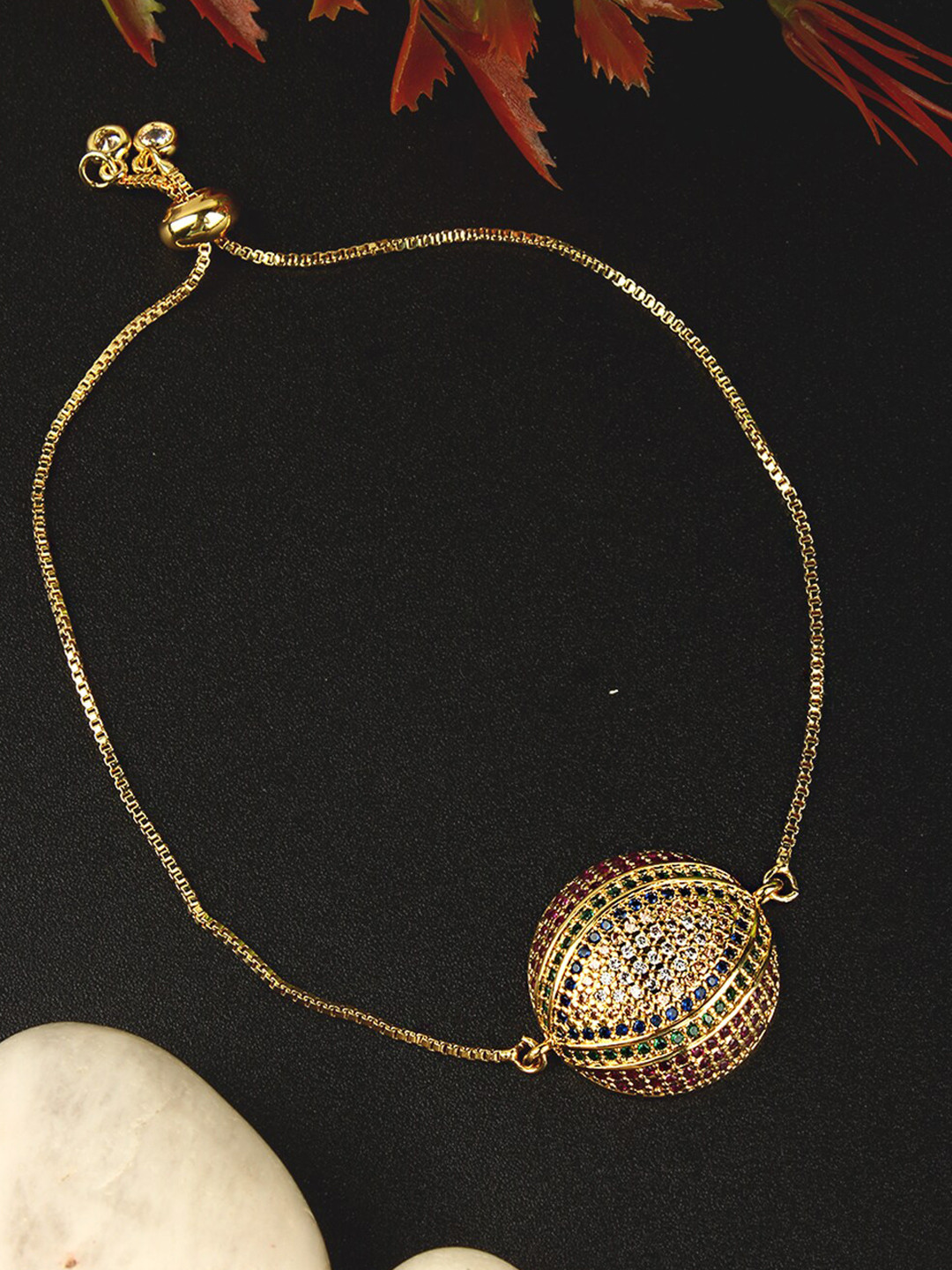 

DressBerry Red Gold-Plated Stone Studded Wraparound Bracelet